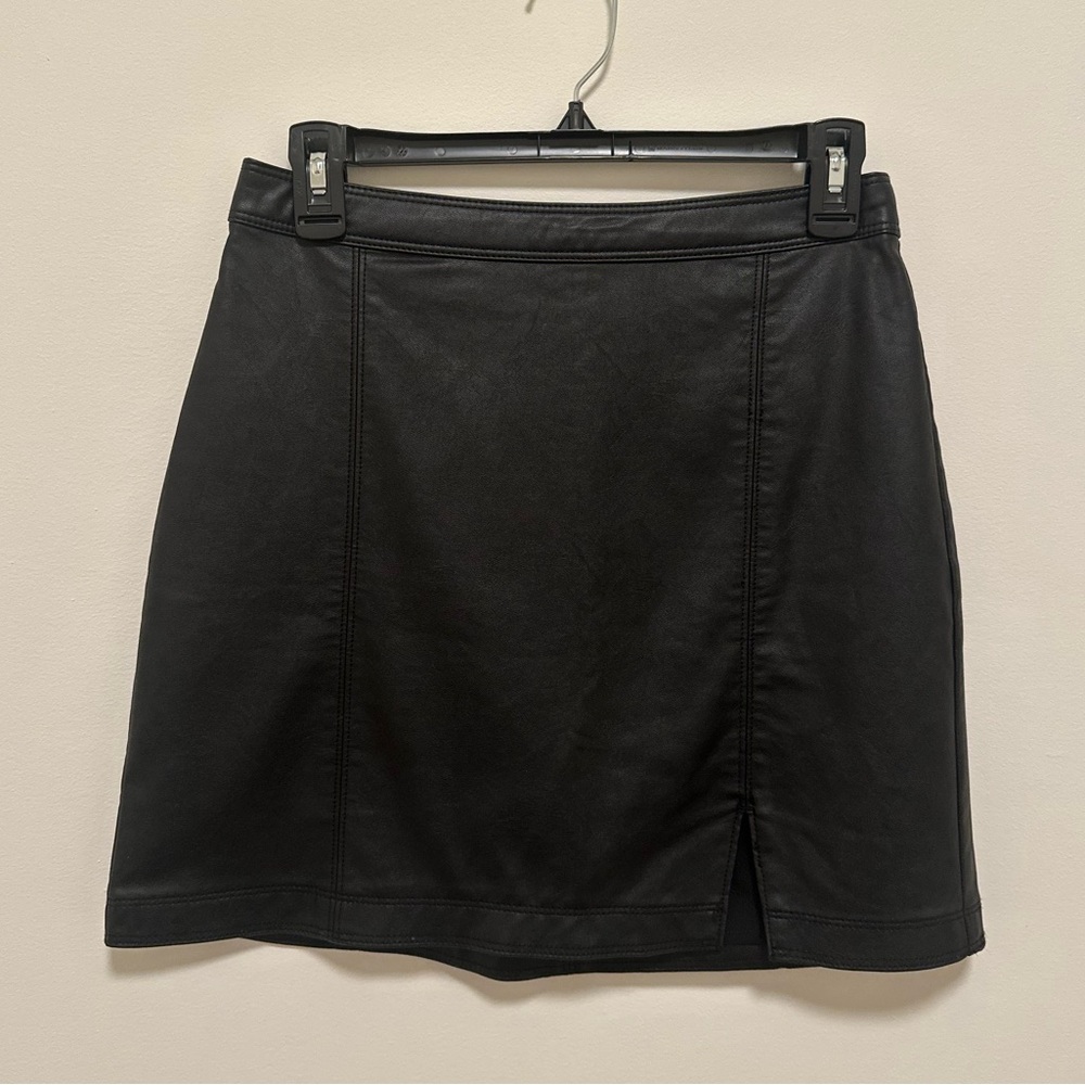 Abercrombie & Fitch Black Faux Leather Mini Skirt